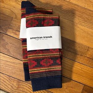 American Trench Men's Geometric Pattern Socks - Red and Black